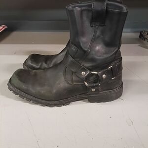Harley-Davidson Black Leather Boots with Buckle